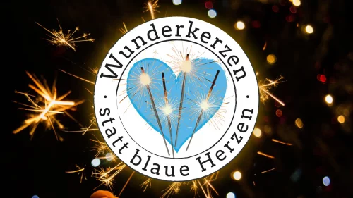 Foto mit Grafik des Projektes Wunderkerzen statt blaue Herzen