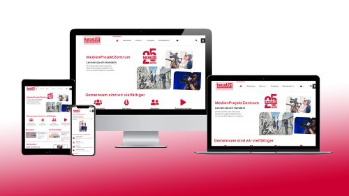 Grafik mit einer Aufschrift "Neue Website"